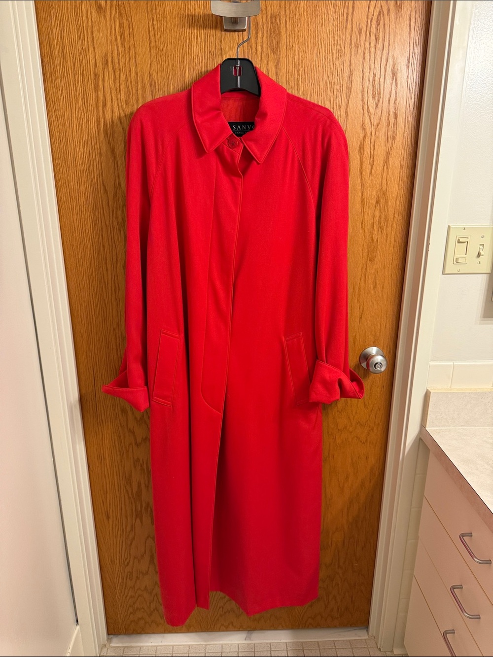 Sanyo Carol Cohen Vintage Trench Coat 90s Red rain 100% wool